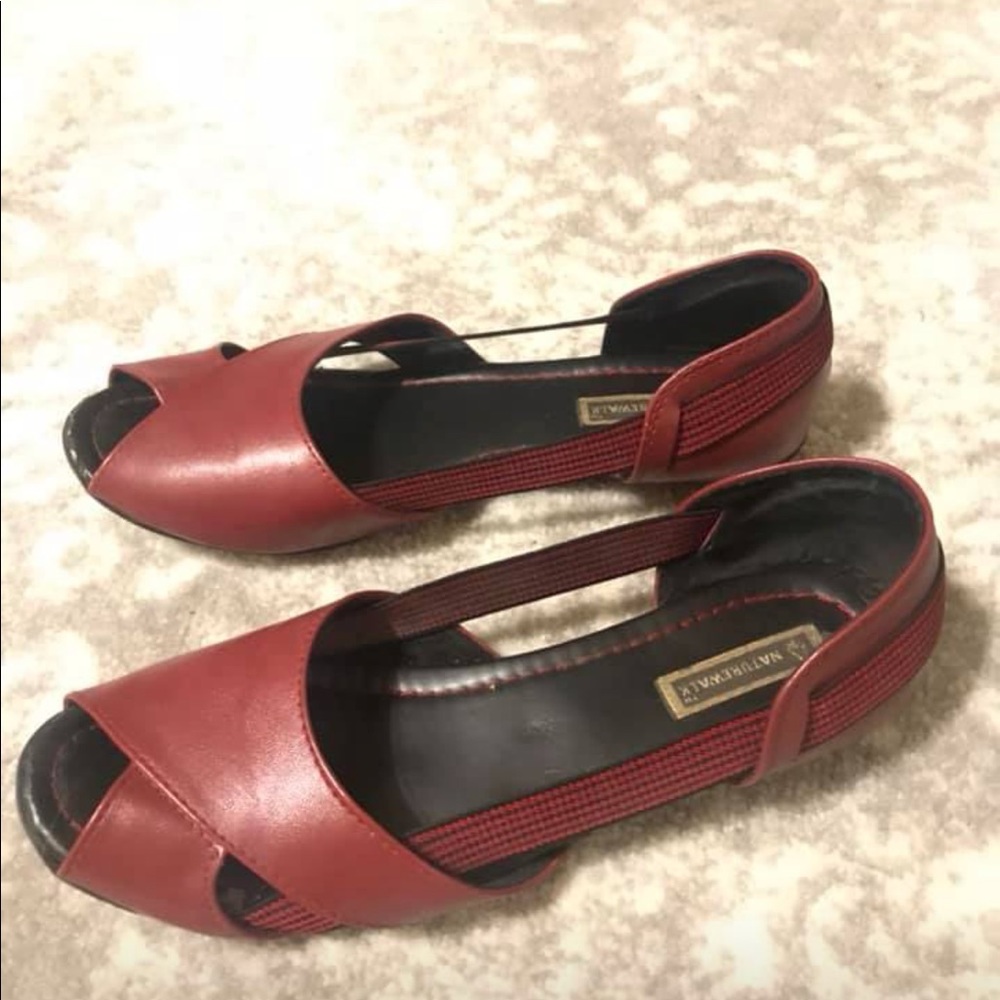 Red Peep-toe Flats, size 40/9
